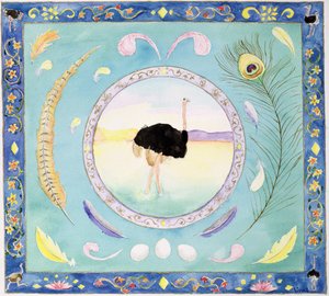 Ostrich (month of August from a calendar)